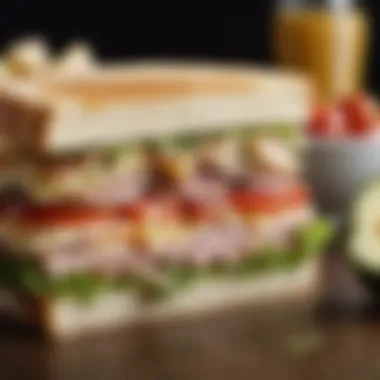 A detailed view of the essential ingredients of a club sandwich