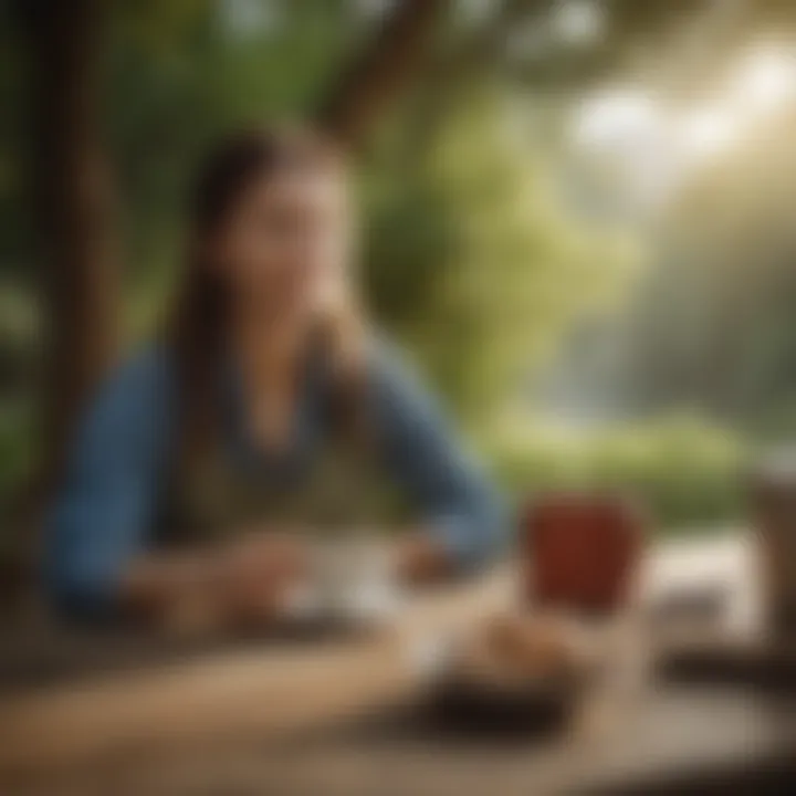 Enthusiast enjoying coffee in a scenic outdoor setting