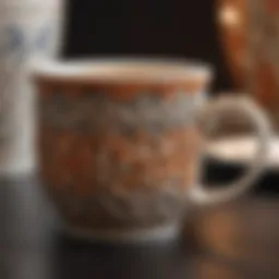 Elegant ceramic coffee mug with intricate patterns