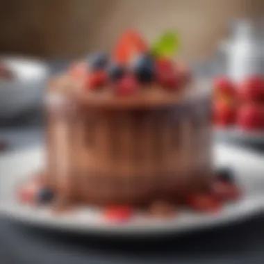Layered Chocolate Mousse Delight A stunning layered chocolate mousse dessert garnished with fresh berries