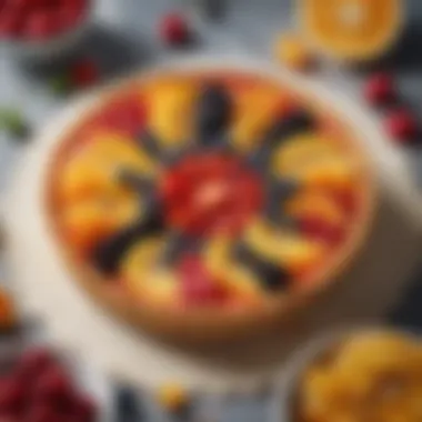 A vibrant fruit tart showcasing an assortment of seasonal fruits atop a creamy filling