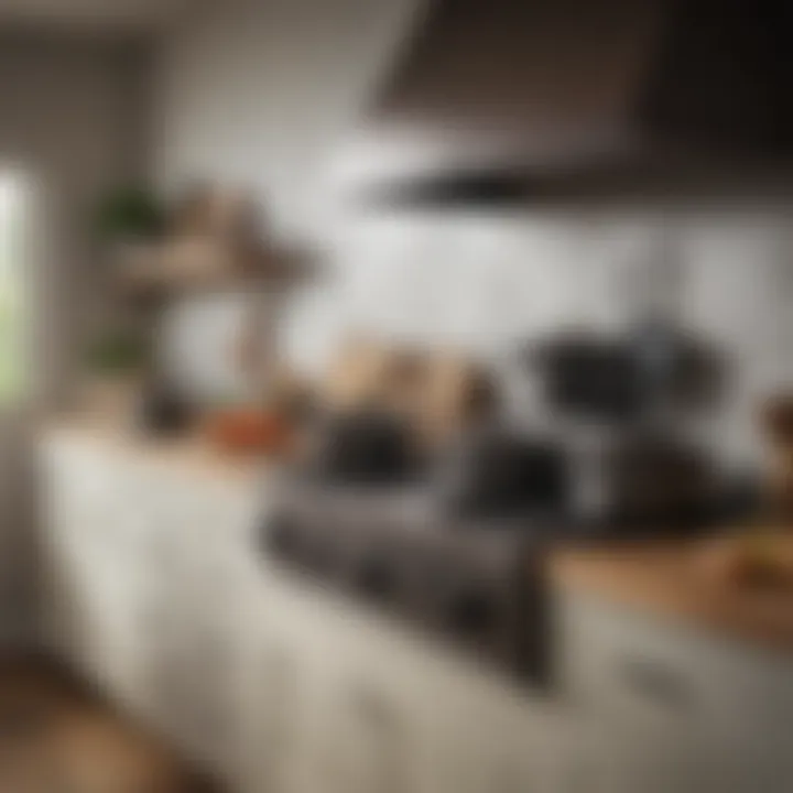 A collection of Dutch ovens in a stylish kitchen setting