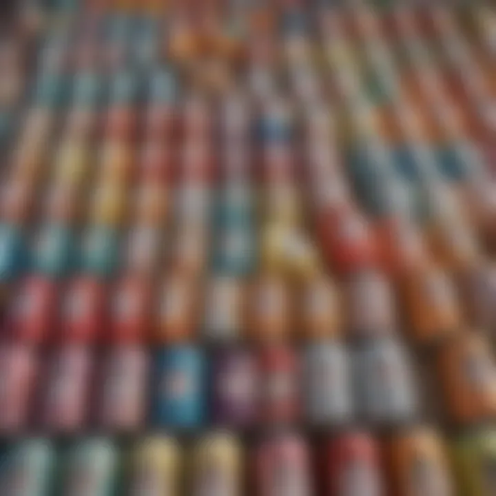 A variety of low-calorie spiked seltzer cans on display