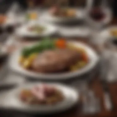 Stunning Steak Dinner Experience A beautifully set dining table featuring a steak dinner complemented by wine