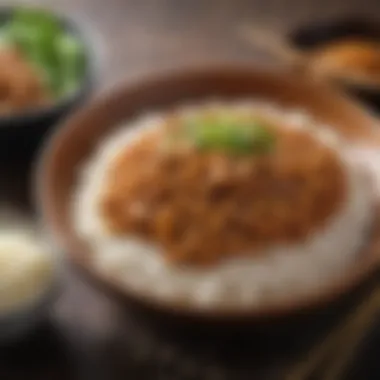 Natto Served with Rice: A Traditional Japanese Meal A vibrant plate featuring natto served alongside rice and garnished with green onions