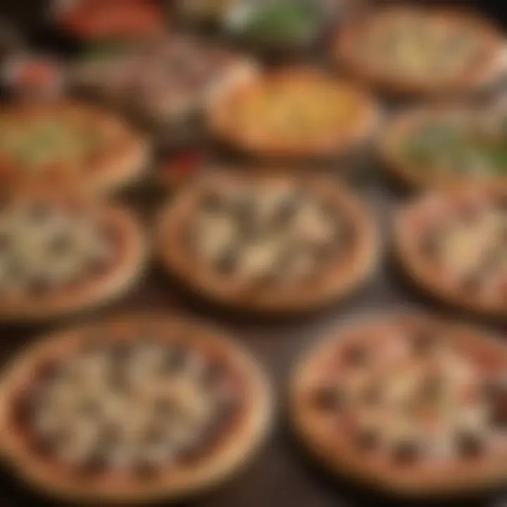 An assortment of pizzas showcased on a table