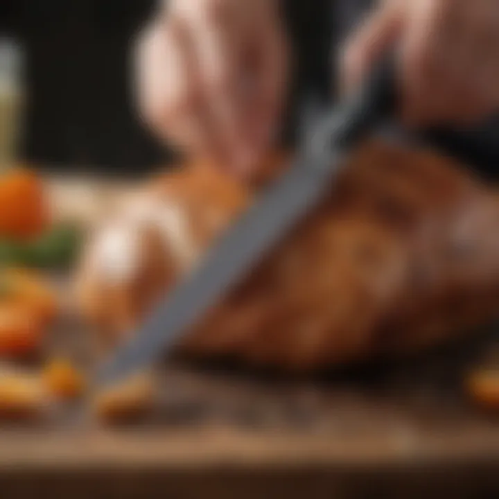 User-friendly electric carving knife in action on a roast