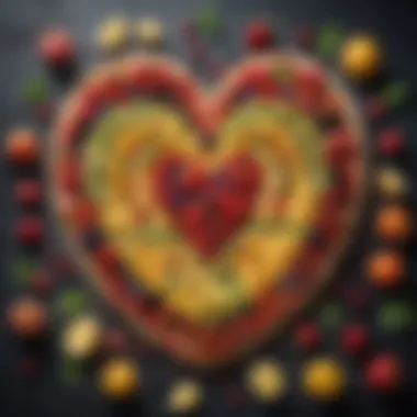 Fruits Promoting a Healthy Lifestyle A creative display of fruits arranged in a heart shape, symbolizing health