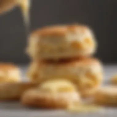 Close-up of fresh biscuits with butter melting on top