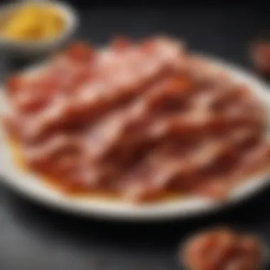 An array of dishes featuring dry bacon as an ingredient