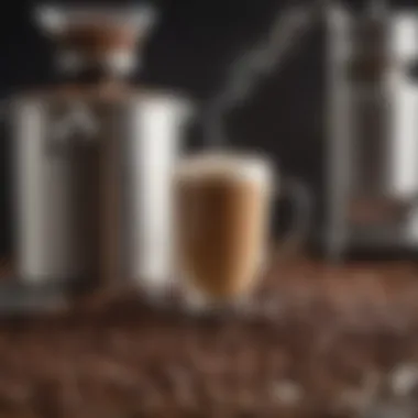 Close-up of coffee beans and brewing equipment reflecting coffee culture