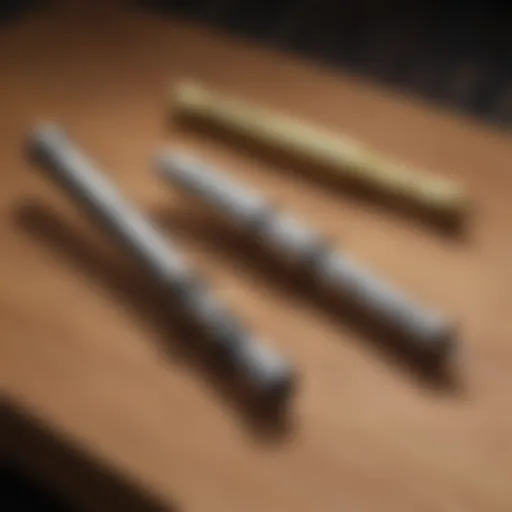 An elegant corkscrew set displayed on a polished wooden surface