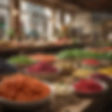 Local Italian Ingredients A vibrant market scene highlighting fresh Italian ingredients sourced locally.