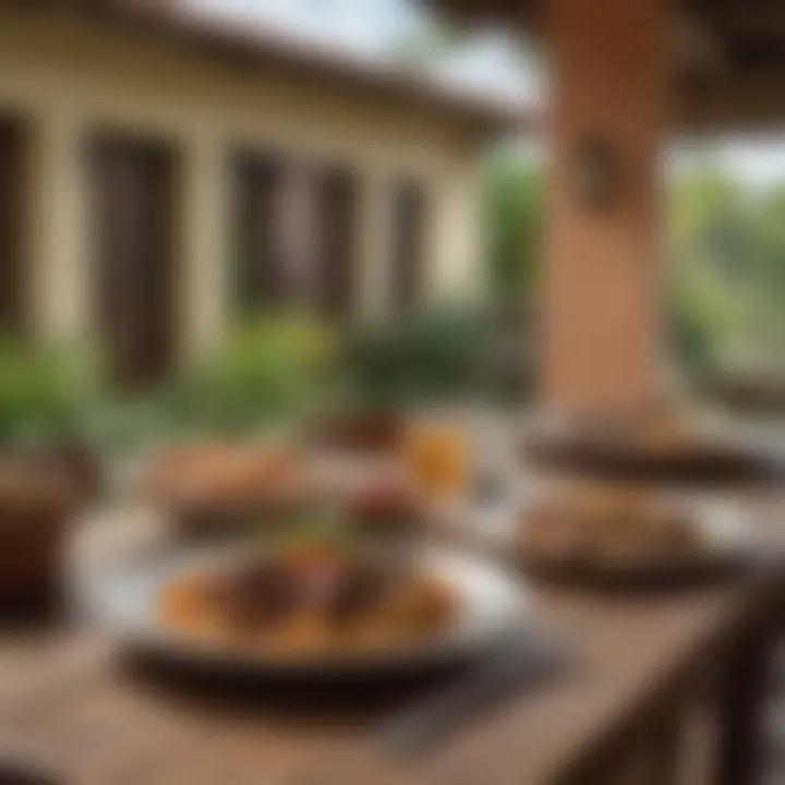 An inviting dining setting with local culinary specialties on display.
