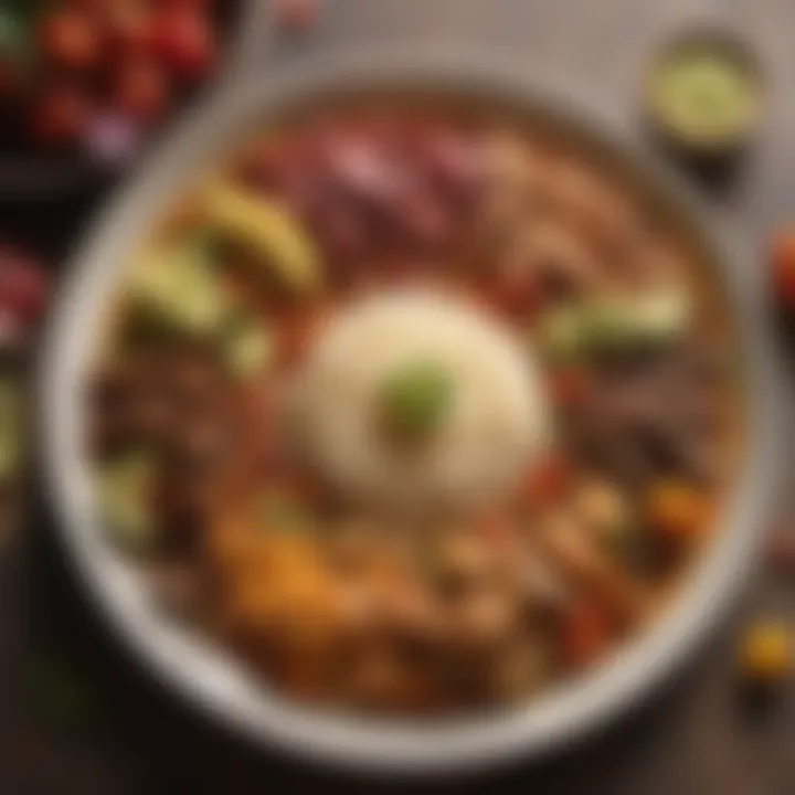 Plateful of traditional Dominican dish, featuring colorful ingredients.