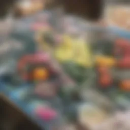 A vibrant market scene showcasing fresh tropical fruits and local produce.