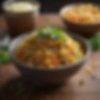 Herbed Bulgur Dish A steaming bowl of bulgur with herbs and spices