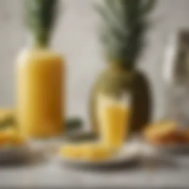 A table setting with dishes incorporating pineapple juice and ginger ale