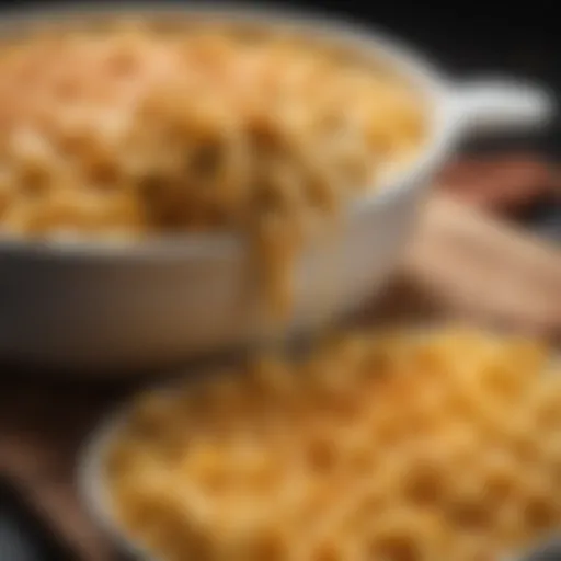 A creamy bowl of keto mac and cheese with bubbling cheese on top