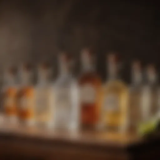 Artisan tequila bottles displayed elegantly