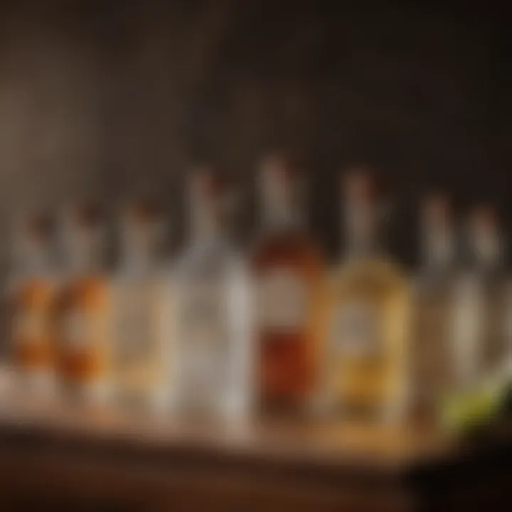 Artisan tequila bottles displayed elegantly