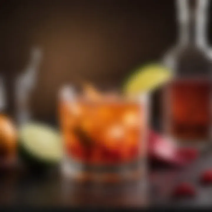 A vibrant tequila cocktail garnished with fresh ingredients
