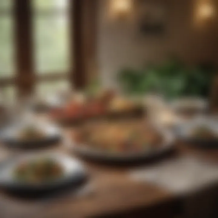 A beautifully arranged table set for a vegan dinner, inviting guests to enjoy a delightful meal.