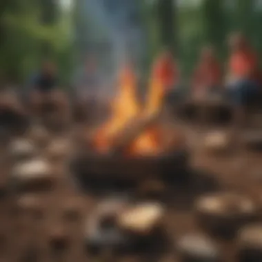 A serene campfire surrounded by nature