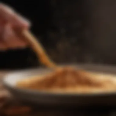 Cinnamon in Culinary Delights A serene image of cinnamon being sprinkled over a healthy dish