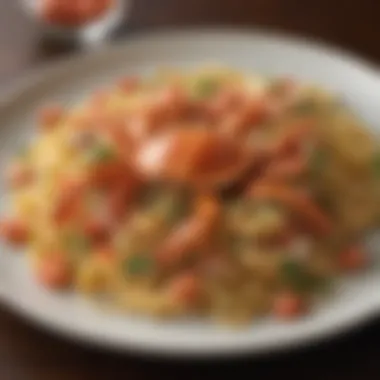 Innovative Garnishes for Crab Pasta A platter displaying innovative garnishes that enhance crab pasta