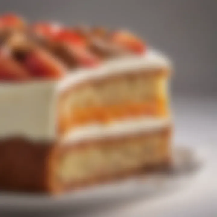 A close-up of a slice of Duff Cake, highlighting its rich texture and layers