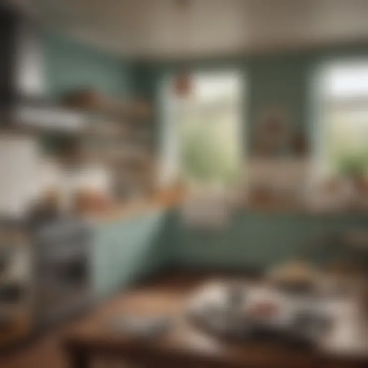 A vintage-style kitchen set up for Duff Cake preparation, filled with tools and utensils