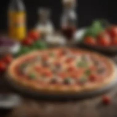 An array of ingredients ready for pizza creation