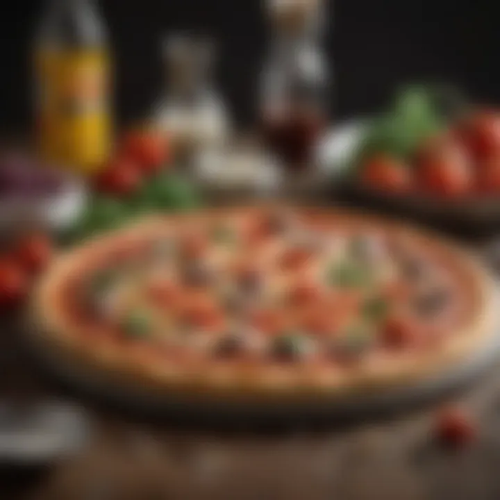 An array of ingredients ready for pizza creation