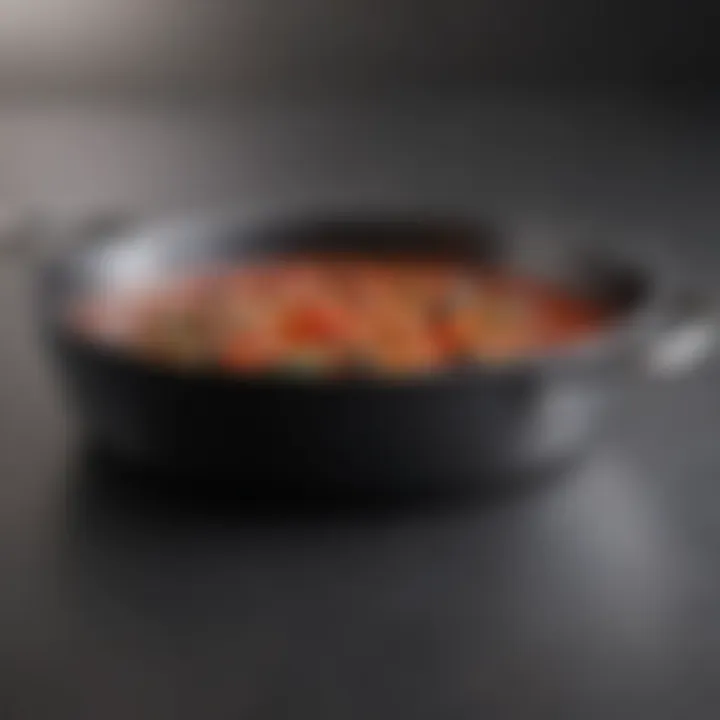 Close-up of the hard anodized surface showcasing durability