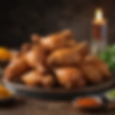 Artisan whole fried chicken wings showcasing a variety of spices and seasonings