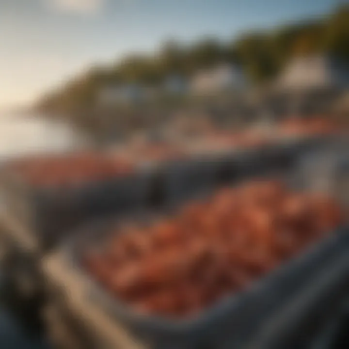 A picturesque view of Rockland harbor with lobster traps