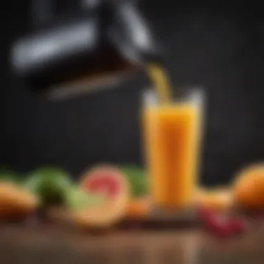 A close-up of nutrient-rich juice extracted from fresh ingredients