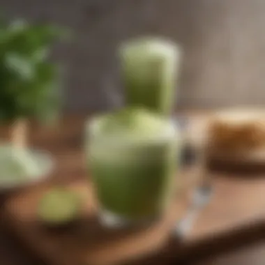 Green Matcha Latte Delight A rich and creamy green matcha latte topped with foam