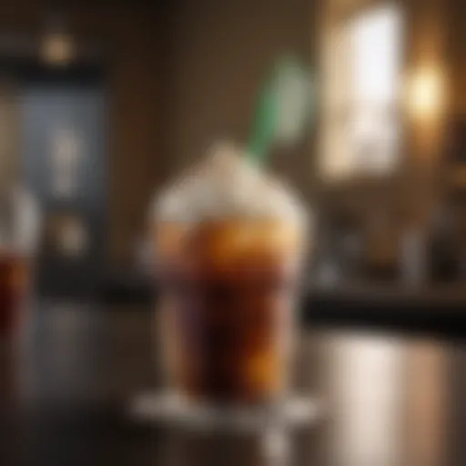 A vibrant cold brew coffee with ice and a splash of milk