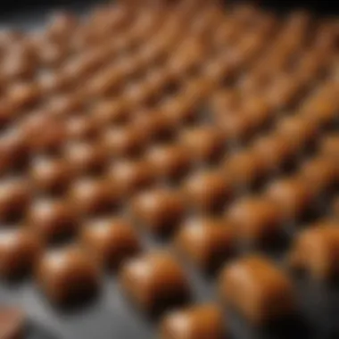 Various caramel confections arranged artistically