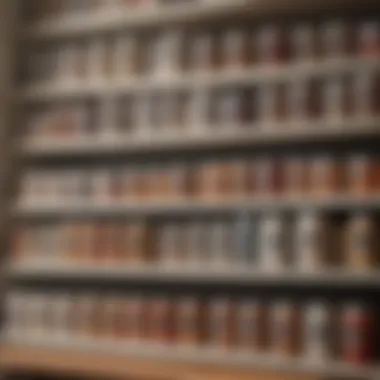 Assorted protein powder containers on a shelf