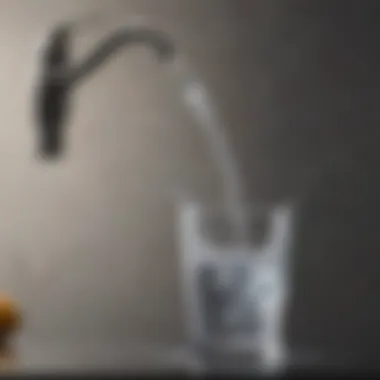 A serene illustration of pristine tap water flowing from a faucet.