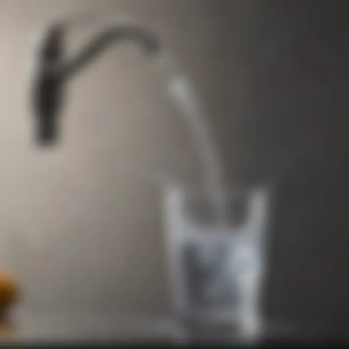 A serene illustration of pristine tap water flowing from a faucet.