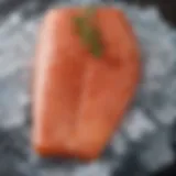 Vibrant wild caught salmon displayed on ice