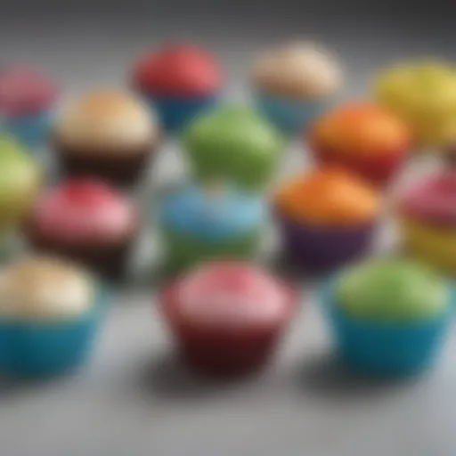 An assortment of unique edible cupcake wrappers showcasing different designs and colors.