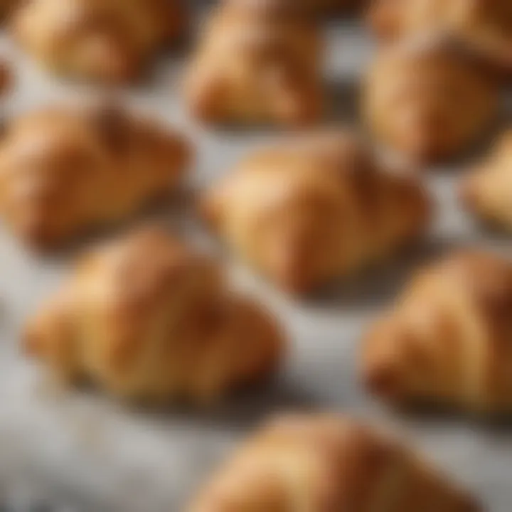 Textural contrast between baked and unbaked frozen croissants