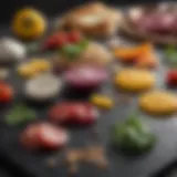 A beautifully arranged flat cooking surface showcasing various ingredients ready for culinary creation.