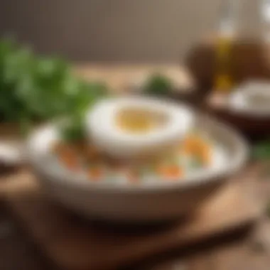 Vibrant Dish with Coconut Oil A vibrant dish drizzled with coconut oil, garnished with herbs