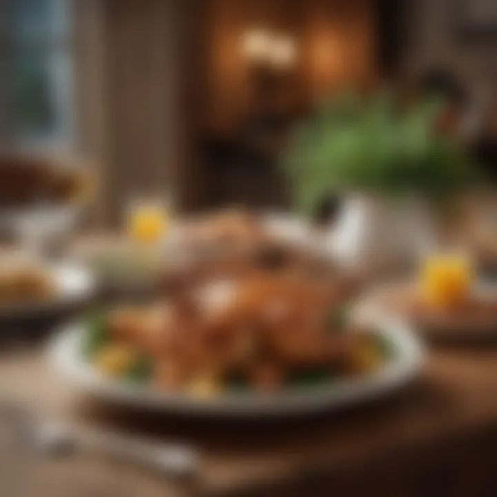 A cozy dining setting featuring one-dish baked chicken as the centerpiece